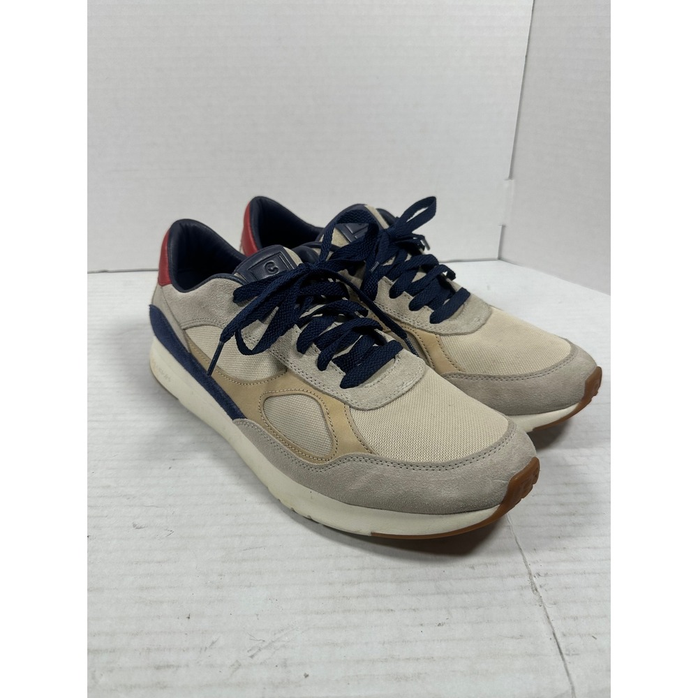 Cole Haan GrandPro Mens 11W Beige Navy Red Suede Mesh Sneakers C29865